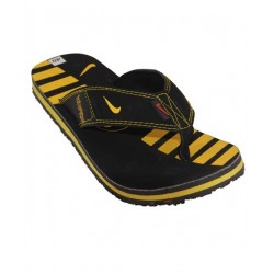 Black Flip Flop Slipper With Yellow Stripe